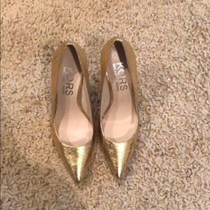 Gold high heels
